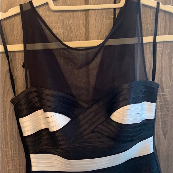 Bcbg Max Azria cocktail size 2p dress black white striped mini - Picture 8 of 8